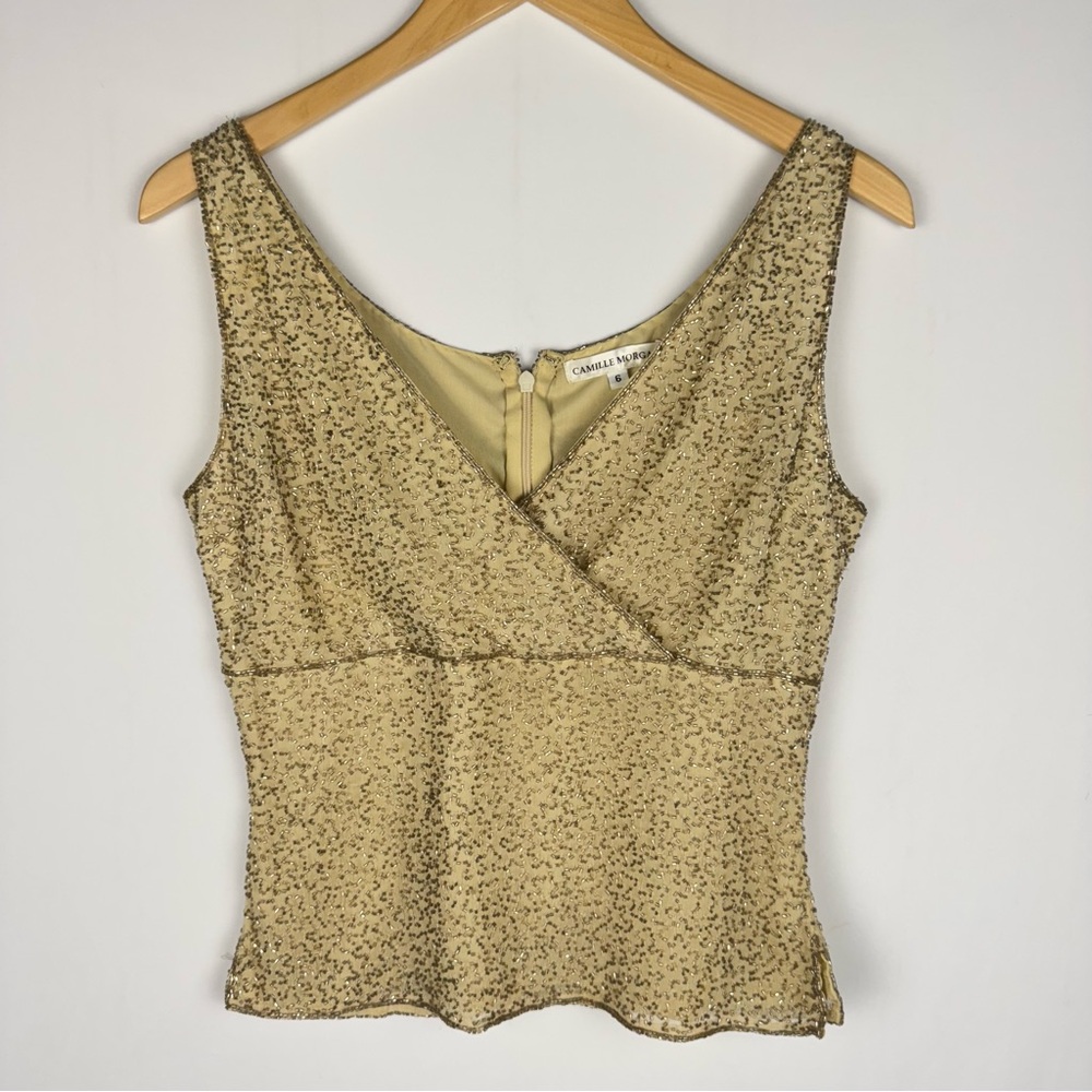 Camille Morgan Heavy Beaded Silk Evening Top